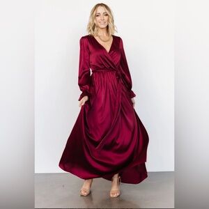 Baltic born - Holly Satin Maxi Dress - Cranberry - Size L